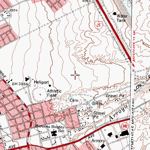 Topographic Map of Las Cruces City Heliport, NM