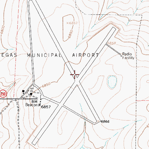 Topographic Map of Las Vegas Municipal Airport, NM