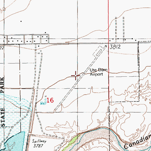 Topographic Map of Ute Dam Airport (historical), NM