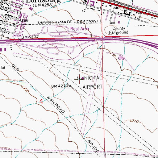 Topographic Map of Lordsburg Municipal Airport, NM