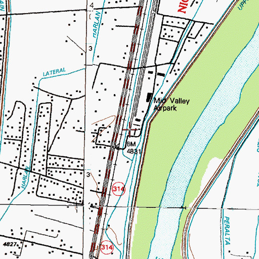 Topographic Map of Mid Valley Airpark, NM