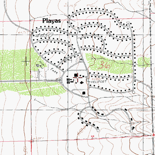 Topographic Map of Playas Medical Building Heliport, NM