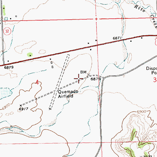 Topographic Map of Quemado Airport, NM