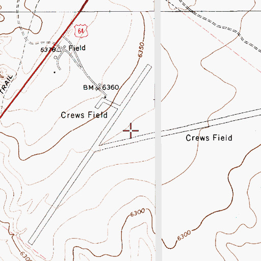 Topographic Map of Raton Municipal Airport/Crews Field, NM