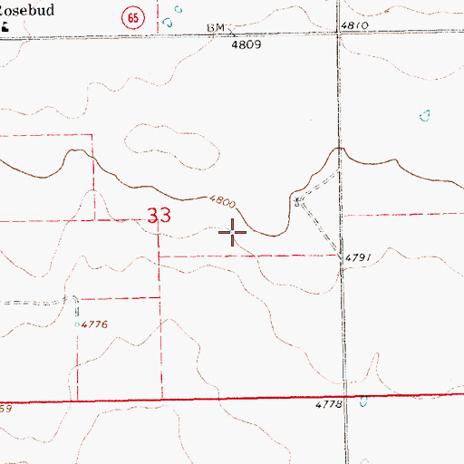 Topographic Map of Rosebud Airport, NM