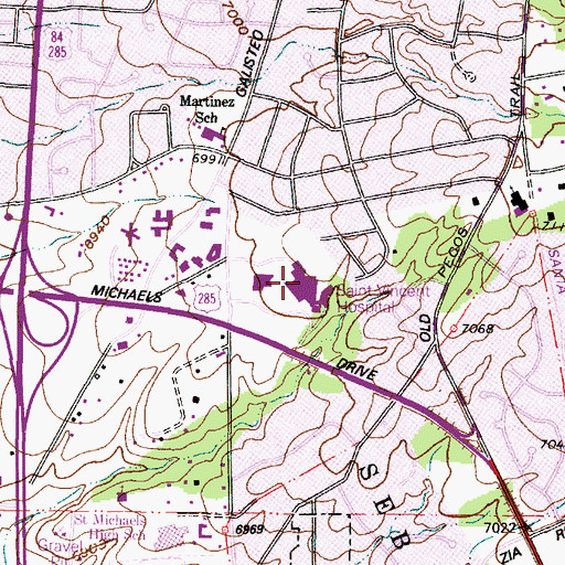 Topographic Map of Saint Vincent Hospital Heliport, NM