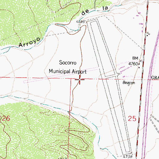 Topographic Map of Socorro Municipal Airport, NM