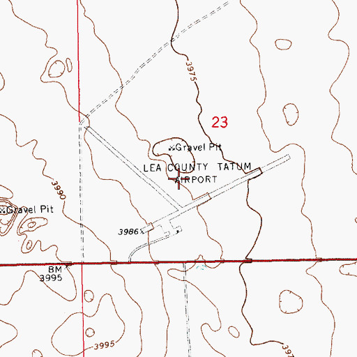 Topographic Map of Tatum Airport, NM