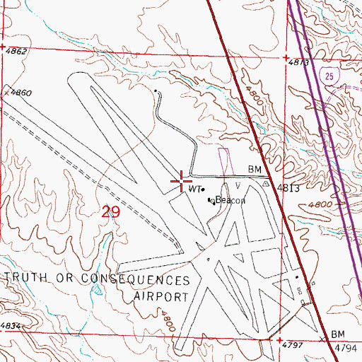 Topographic Map of Truth or Consequences Municipal Airport, NM