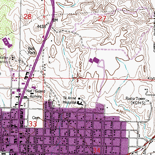 Topographic Map of Sierra Vista Hospital Heliport, NM