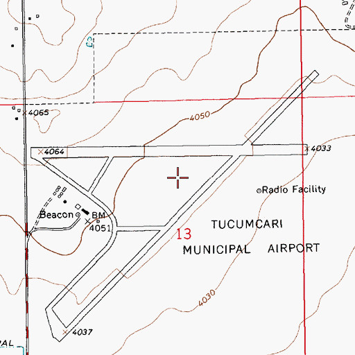 Topographic Map of Tucumcari Municipal Airport, NM