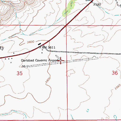 Topographic Map of Carlsbad Cavern Airpark (historical), NM