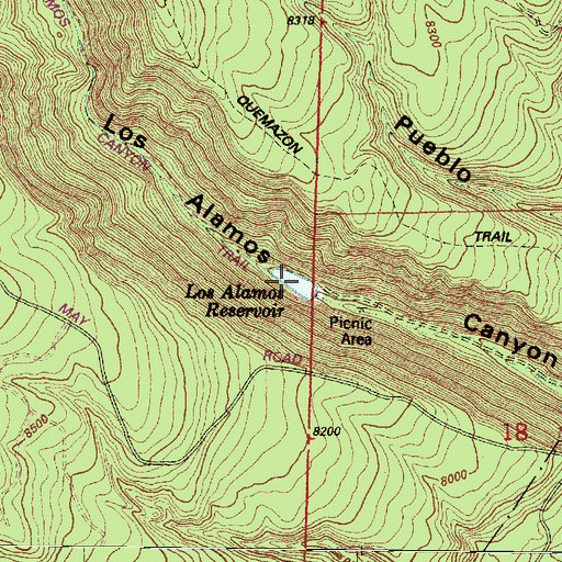 Topographic Map of Los Alamos Reservoir, NM