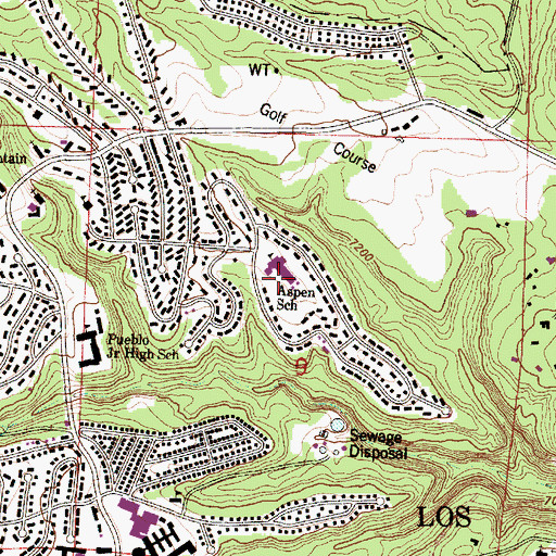 Topographic Map of Aspen School, NM