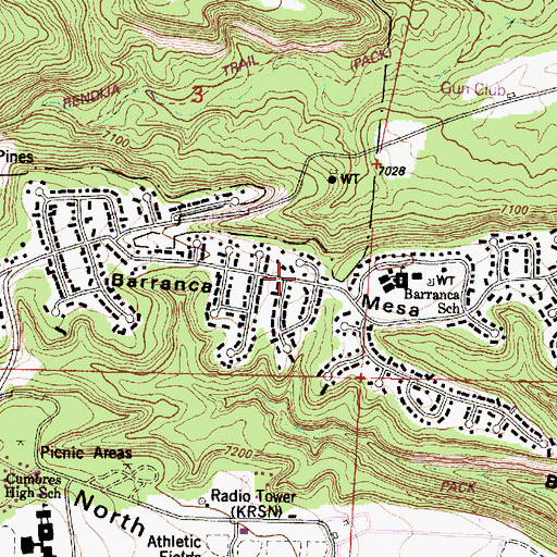 Topographic Map of Barranca Mesa, NM