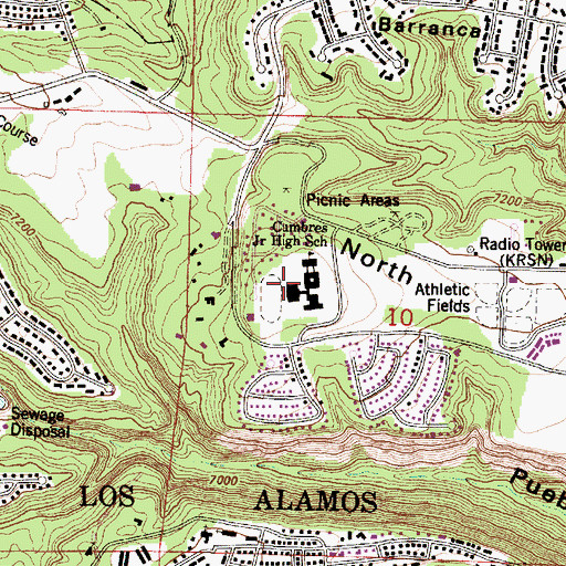Topographic Map of Cumbres Junior High School, NM