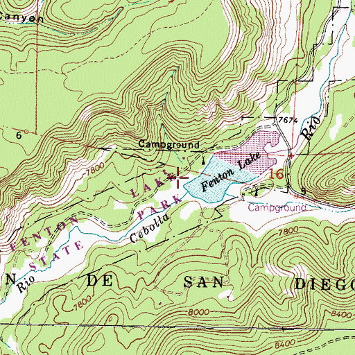 Topographic Map of Fenton Lake State Park, NM