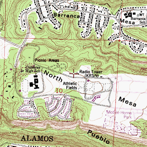 Topographic Map of KRSN-AM (Los Alamos), NM