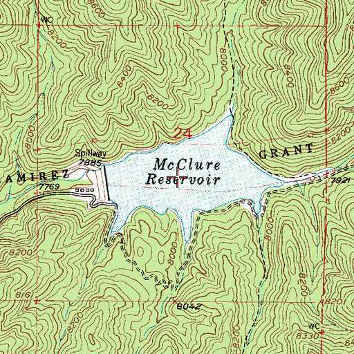 Topographic Map of McClure Reservoir, NM