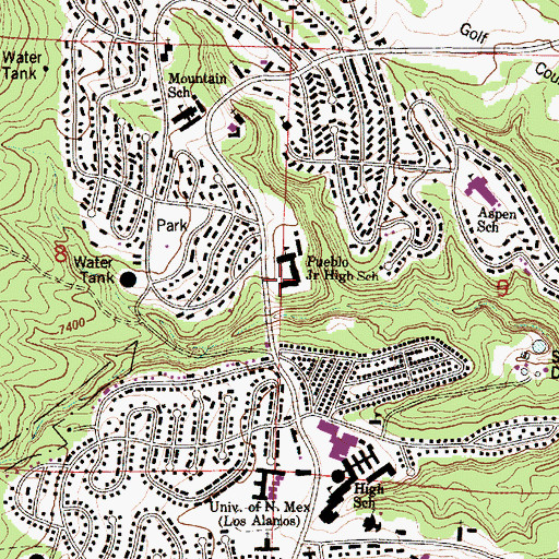 Topographic Map of Pueblo Junior High, NM