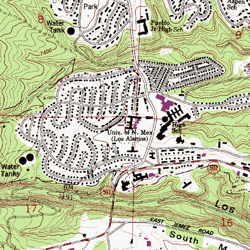 Topographic Map of University of New Mexico, NM