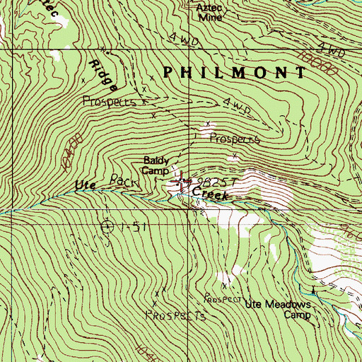 Topographic Map of Baldy Post Office (historical), NM