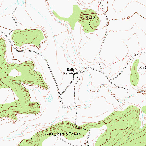 Topographic Map of Bell Ranch Post Office (historical), NM