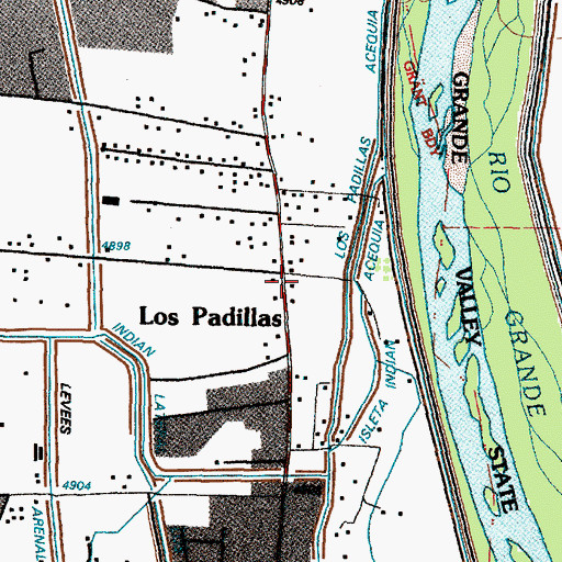 Topographic Map of Padillas Post Office (historical), NM