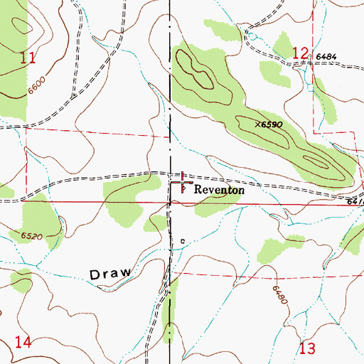 Topographic Map of Reventon Post Office (historical), NM