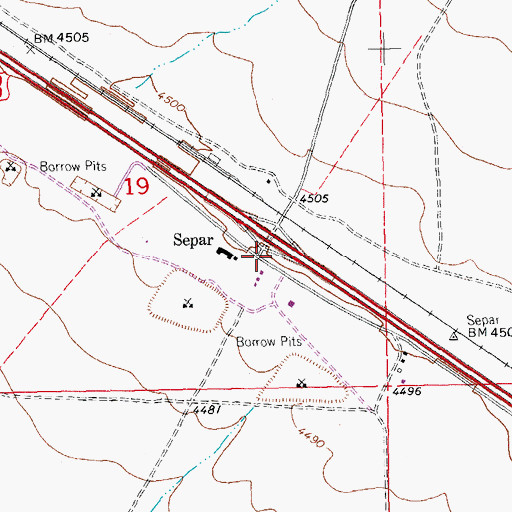 Topographic Map of Separ Post Office (historical), NM