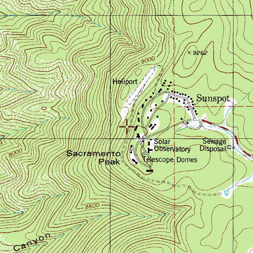 Topographic Map of Sunspot Post Office (historical), NM