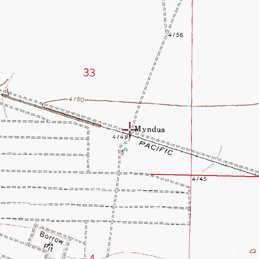 Topographic Map of Myndus Post Office (historical), NM