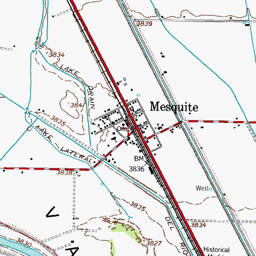 Topographic Map of Mesquite Post Office, NM