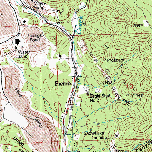 Topographic Map of Fierro Post Office (historical), NM