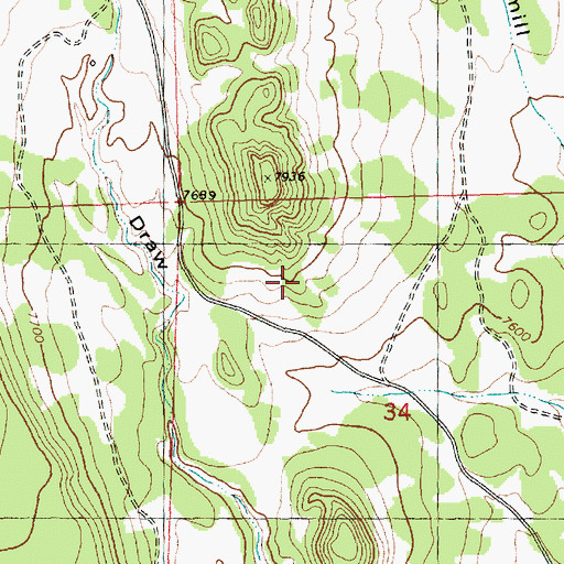 Topographic Map of Greens Gap Post Office (historical), NM