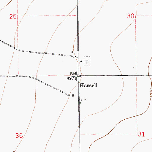 Topographic Map of Hassell Post Office (historical), NM