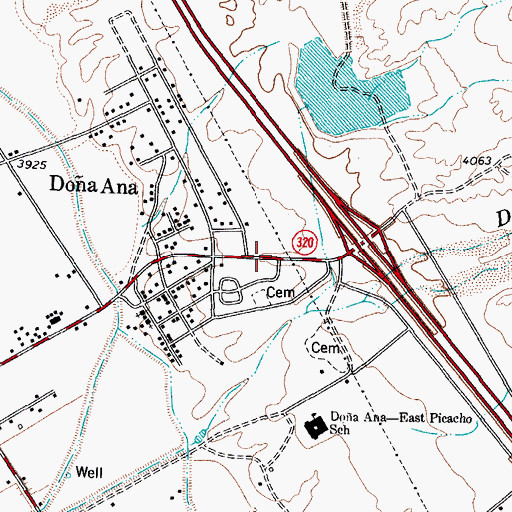 Topographic Map of Doa Ana Post Office, NM