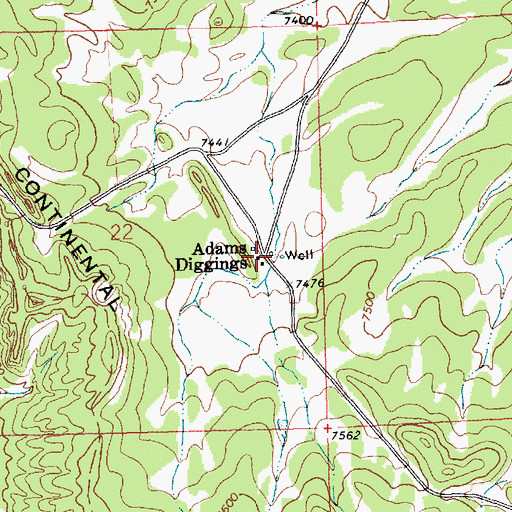 Topographic Map of Adams Diggings Post Office (historical), NM
