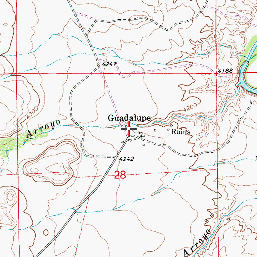 Topographic Map of Guadalupe Post Office, NM