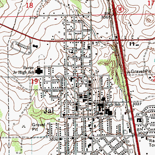 Topographic Map of Jal Post Office, NM