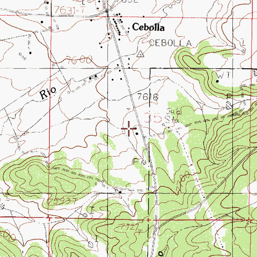 Topographic Map of Cebolla Post Office, NM