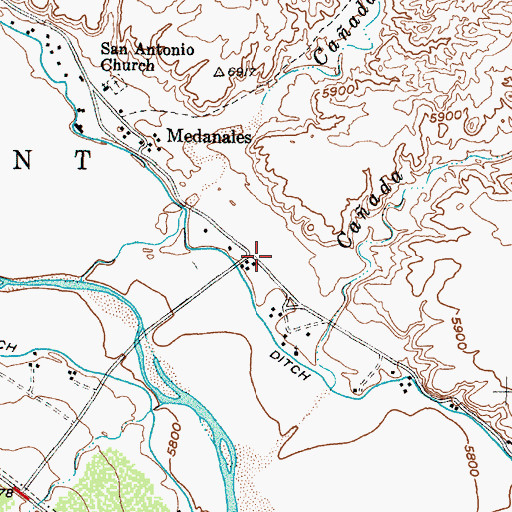 Topographic Map of Medanales Post Office, NM