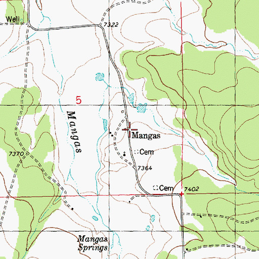 Topographic Map of Mangas Post Office (historical), NM