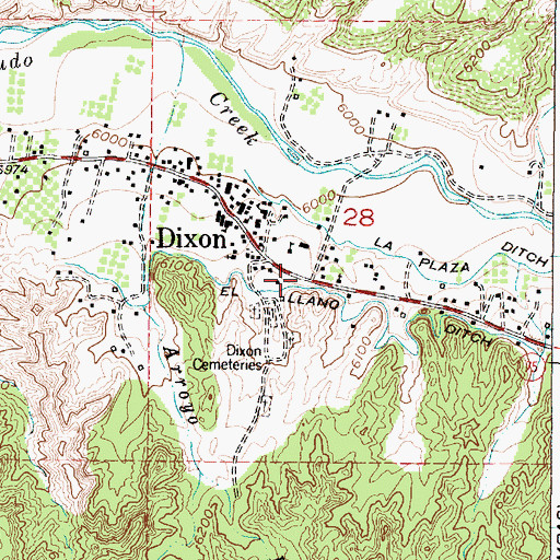 Topographic Map of Dixon Post Office, NM