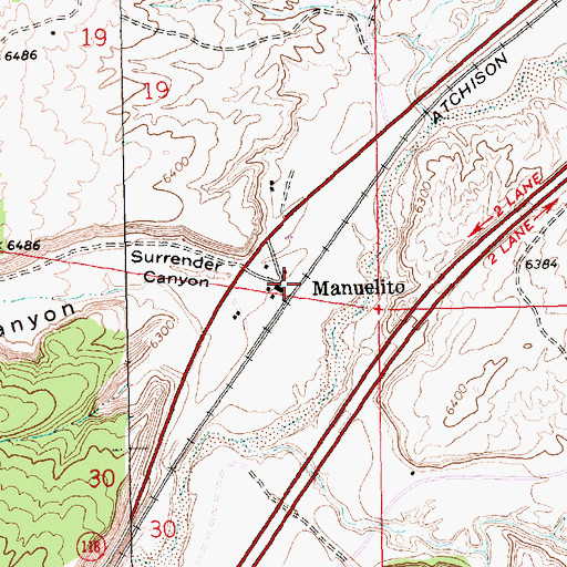 Topographic Map of Manuelito Post Office (historical), NM