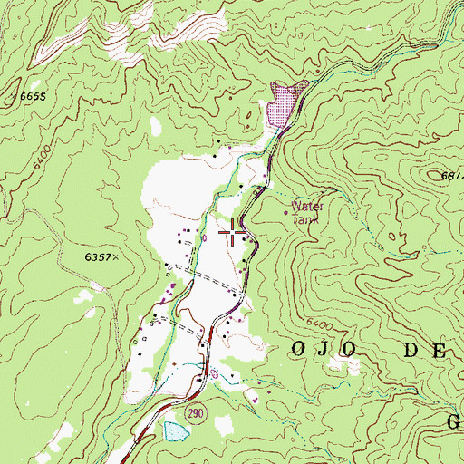 Topographic Map of Ponderosa Post Office, NM