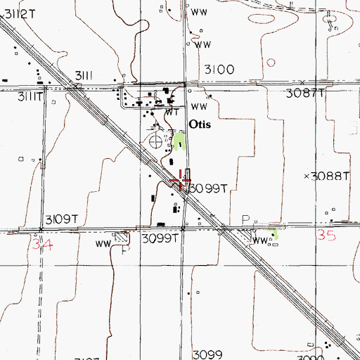 Topographic Map of Otis Post Office (historical), NM