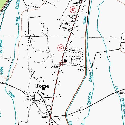 Topographic Map of Tome Post Office, NM