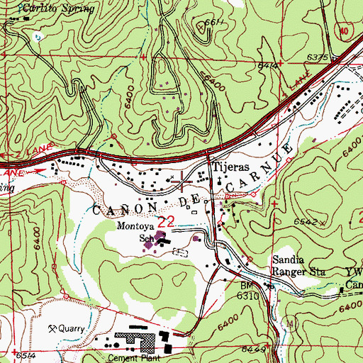 Topographic Map of Tijeras Post Office, NM