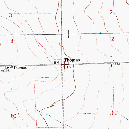 Topographic Map of Thomas Post Office (historical), NM